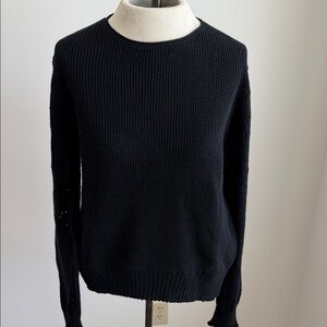 Lisa Todd Classic Black Waffle Knit Women's Sweater with Star Arm Design XS